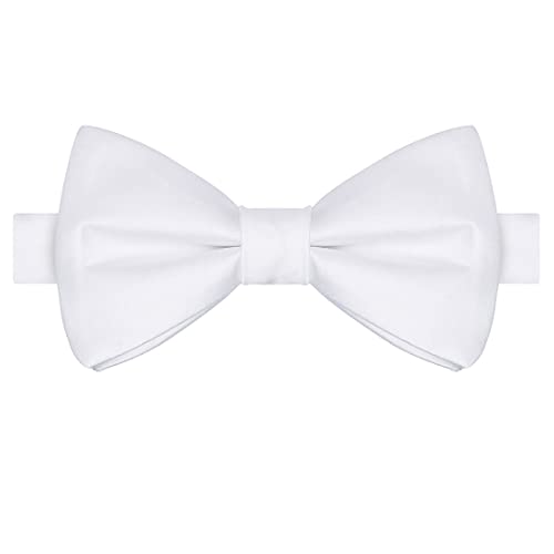 KissTies Boys Bow Tie White Satin Bowtie For Teens Kids Boys Bows + Gift Box - Image 1