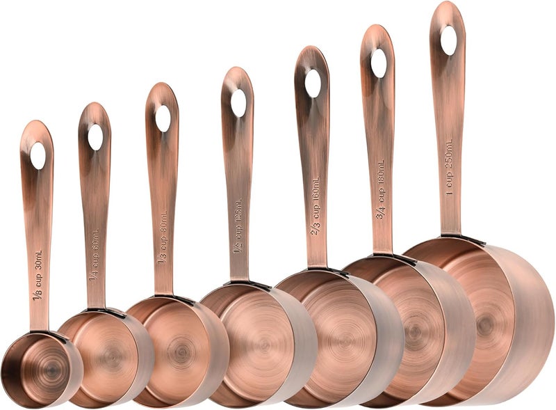 Smithcraft Copper Measuring Cups Set of 7, Stainless Steel, Brown, 1 Cup, Heavy Duty Measure Cups for Food - Image 1