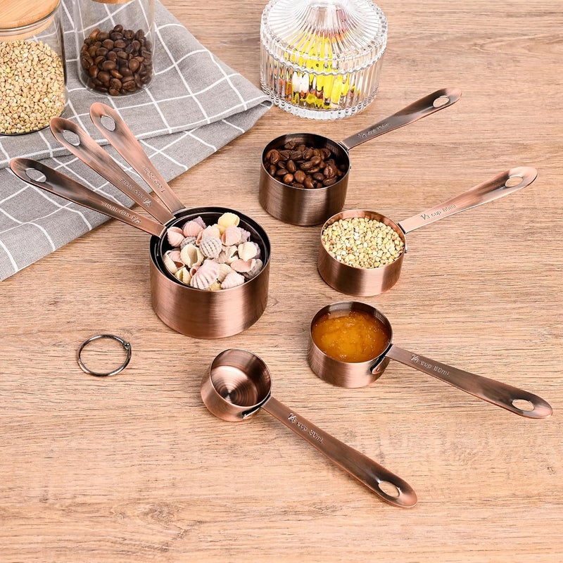 Smithcraft Copper Measuring Cups Set of 7, Stainless Steel, Brown, 1 Cup, Heavy Duty Measure Cups for Food - Image 4