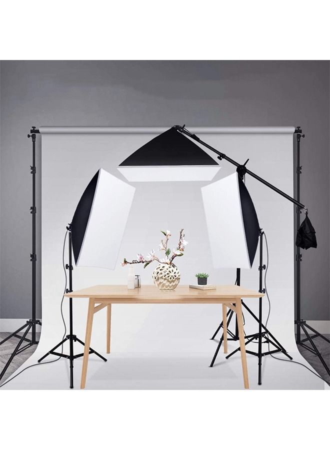 Glanfen Professional Photography Lighting Kit: 3x 135W 5500K Bulbs, 3 Softboxes, 3 Adjustable Stands & Carry Bag - Image 4