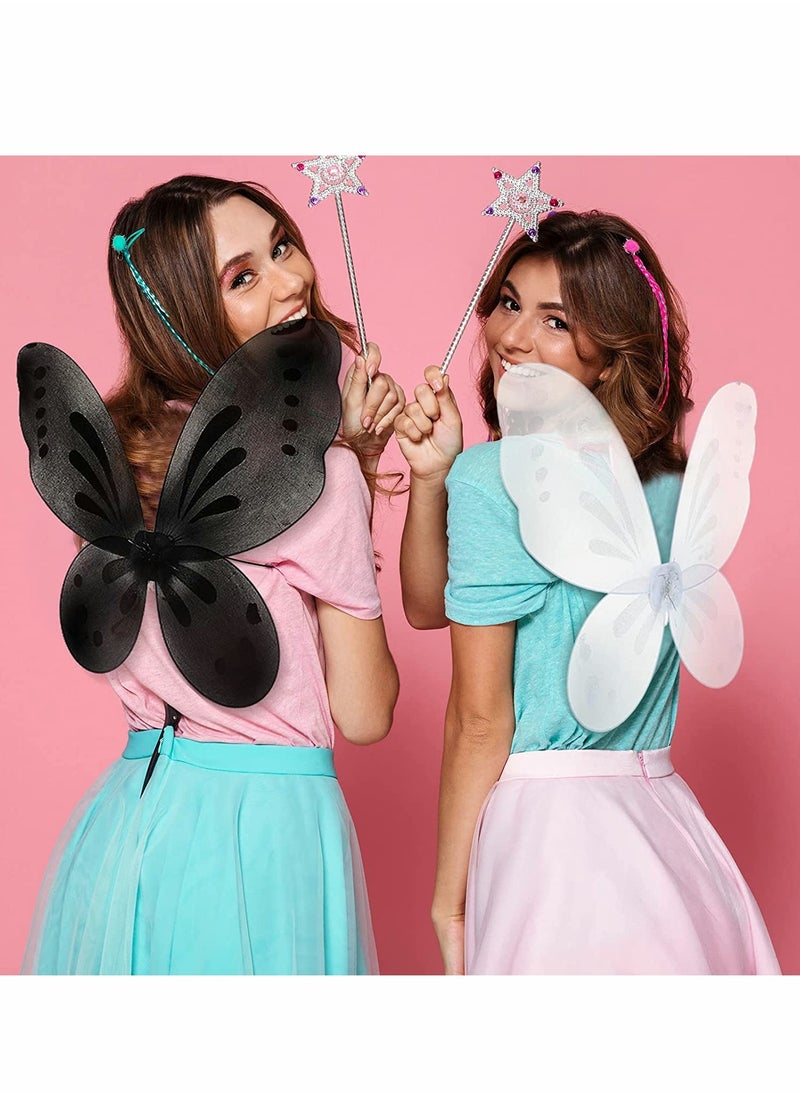 Excefore Butterfly Fairy Wings 2 Pieces Butterfly Wing Dress Up Costume Accessory   Wing for Kids Fairy Wings for Princess Birthday Party Makeup Play Play House Show  - Image 2