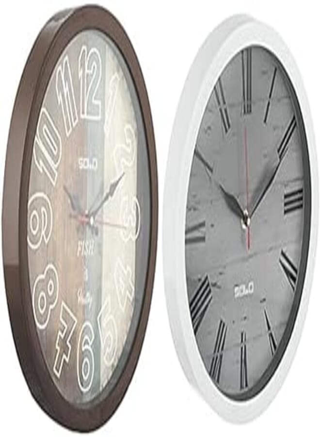 SOLO B87 Circular Wall Clock, QUARTZ clock, For, Bedroom, Office room, with Battery Operated + SOLO B65 Circular Wall Clock, QUARTZ clock, For, Bedroom, Office room, with Battery Operated