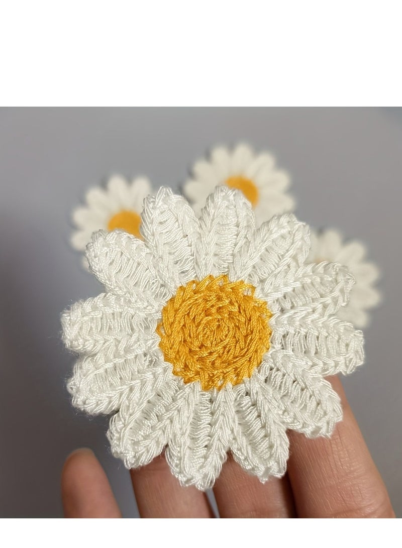 5pcs White Daisy Flower Iron on/Sew on Embroidery Patches Clothing Embroidered Sew Applique Repair Patch for Jacket Jeans Backpack Hat Vests - Image 1