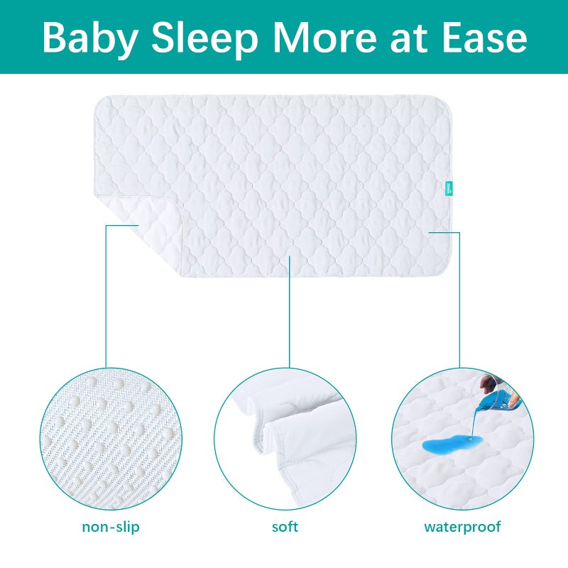Biloban Crib Mattress Protector Pad Cover Quilted Waterproof Incontinence Bed Pads Wetting Protection Pad 52" x 28" Reusable & Non-Slip Potty Training Pads for Toddlers (Quilted Improved Thickness) - Image 2