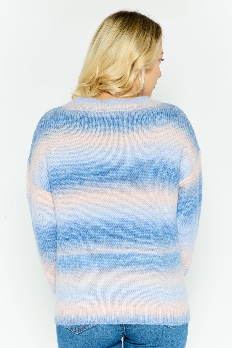 To My Lovers Women Crew Neck Long Sleeves Tie Dye Sweater, Multicolor - Image 3