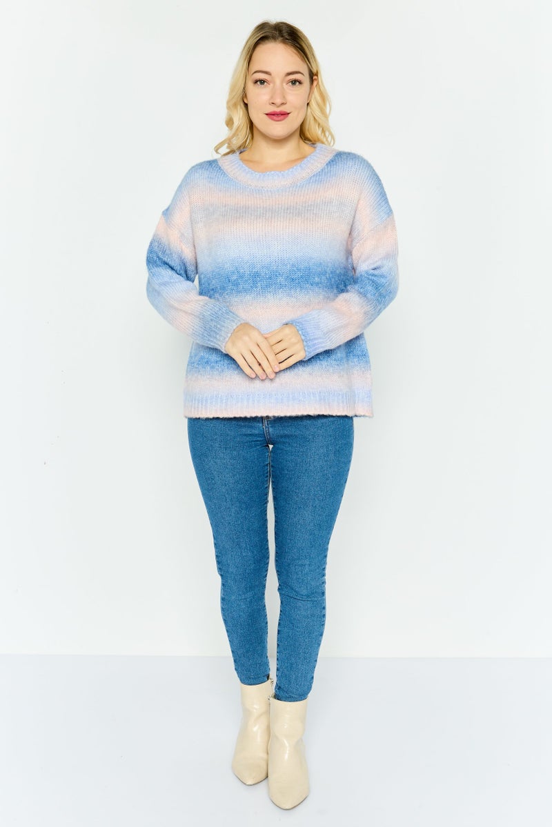 To My Lovers Women Crew Neck Long Sleeves Tie Dye Sweater, Multicolor - Image 4