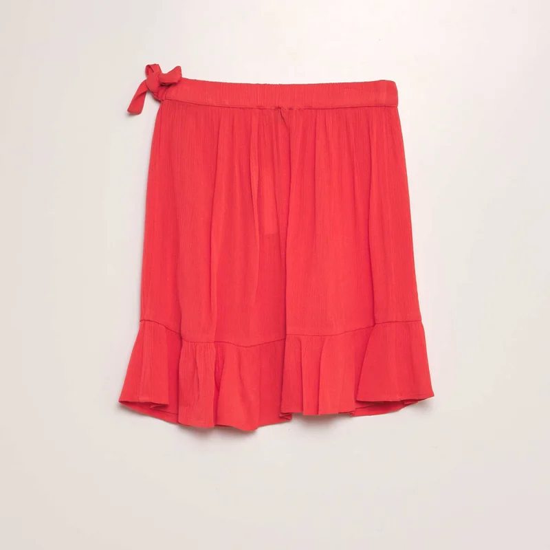 Kiabi Short Wrap-Effect Skirt Red