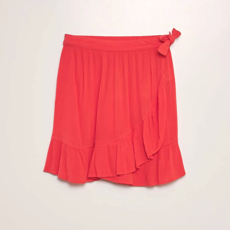 Kiabi Short Wrap-Effect Skirt Red
