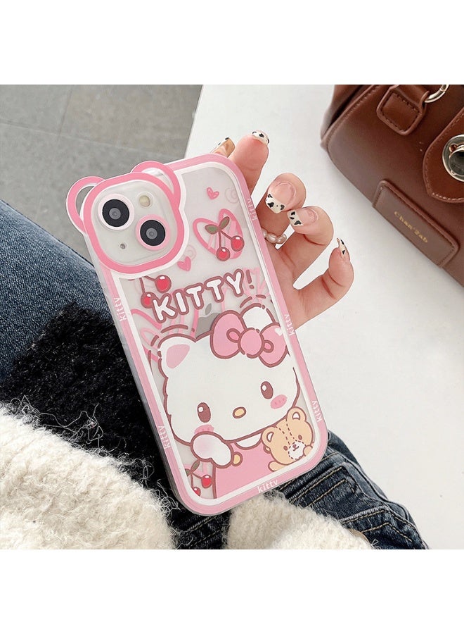NIBEMINENT Pink Girl Bear Ears Kt Cat Protective TPU Case Cover For iPhone 16 - Image 2