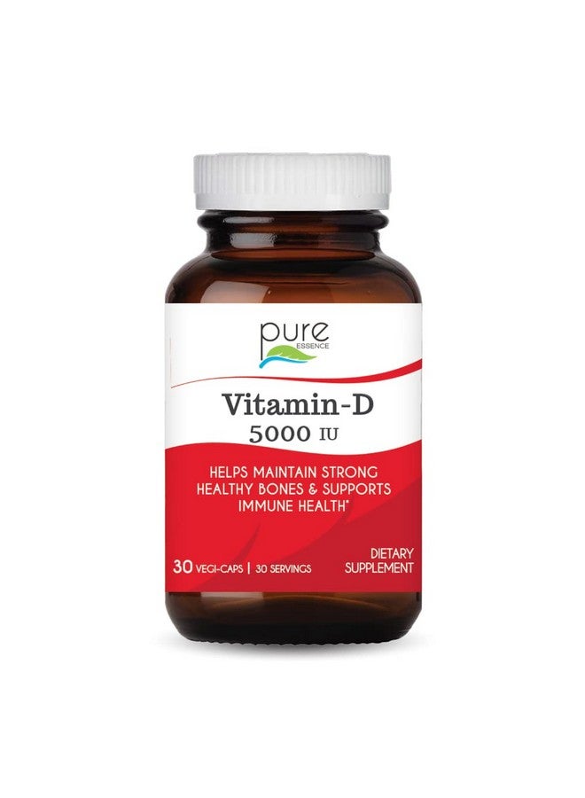 PURE ESSENCE LABS Vitamin D 5000 Iu Of Vitamin D From 100% Pure Cholecalciferol 30 Vegetarian Capsules - Image 1