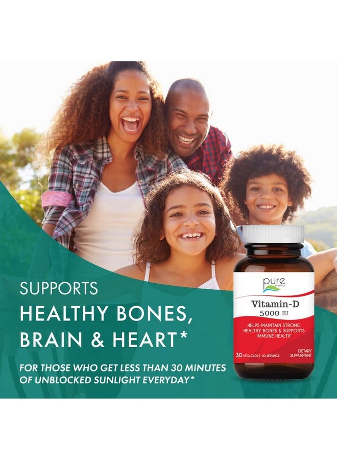 PURE ESSENCE LABS Vitamin D 5000 Iu Of Vitamin D From 100% Pure Cholecalciferol 30 Vegetarian Capsules - Image 4