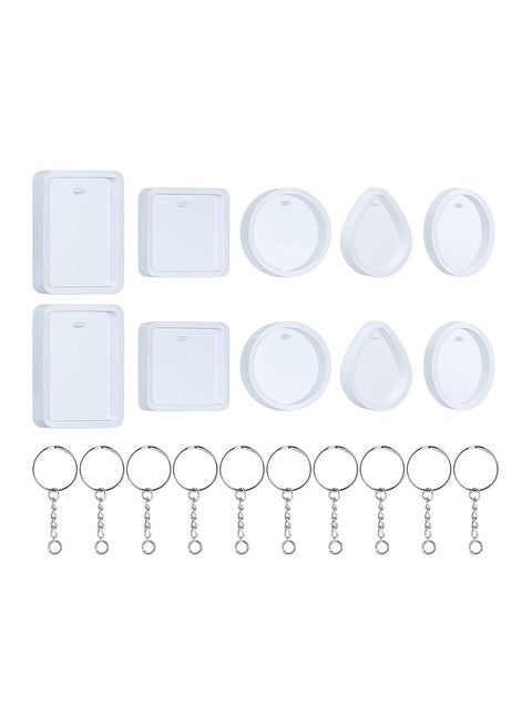 Silicone Resin Molds 20 Pcs for Jewelry Casting with Keychain Rings DIY Crafts Making or Homemade Kits Beginners