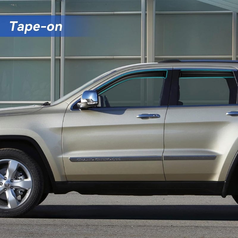 YQAUTEC Window Visors Rain Guards Shield for 2011-2021 Jeep Grand Cherokee, Out-Channel Window Vent Wind Deflectors Visors Shades for 11-21 Grand Cherokee (Not for Grand Cherokee L) - Image 3