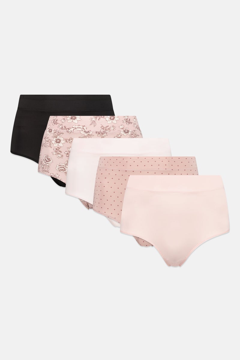 Gloria Vanderbilt Women 5 Pack Allover Print Microfiber Briefs, Multicolor - Image 2