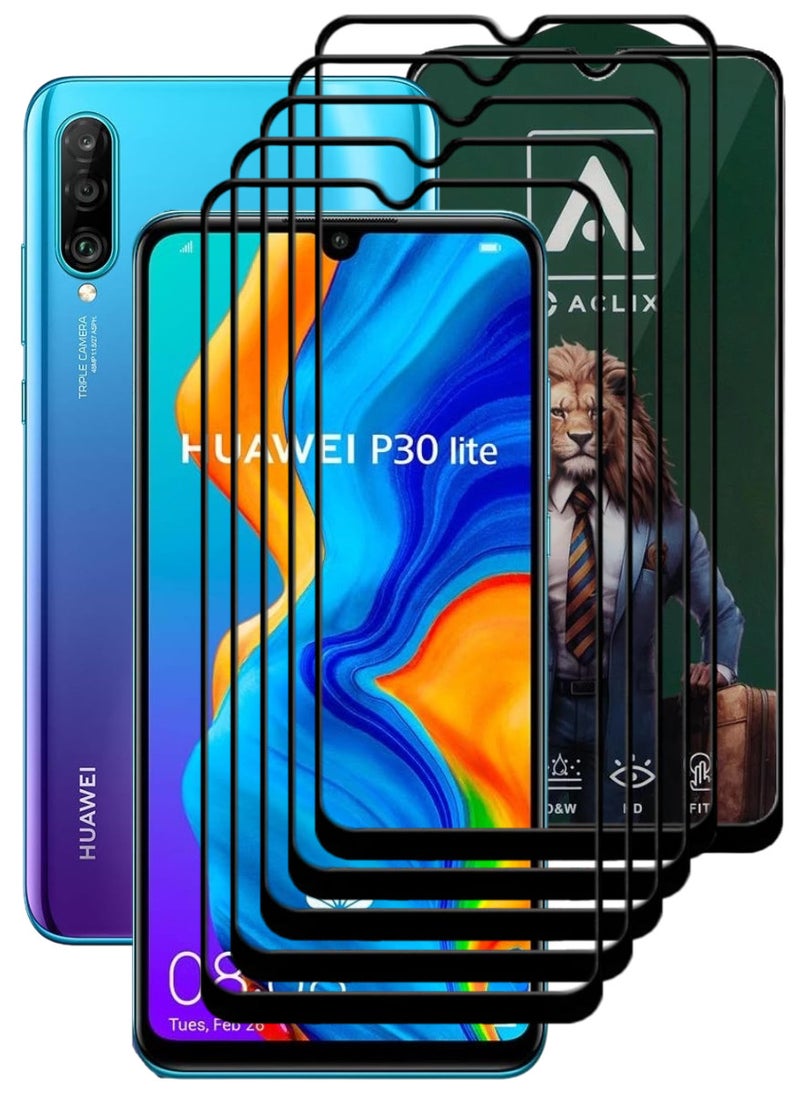 ACLIX 5 Pieces Antistatic ESD Dustproof Premium Quality High Definition Tempered Glass Screen Protector Designed For Huawei P30 lite - Image 1