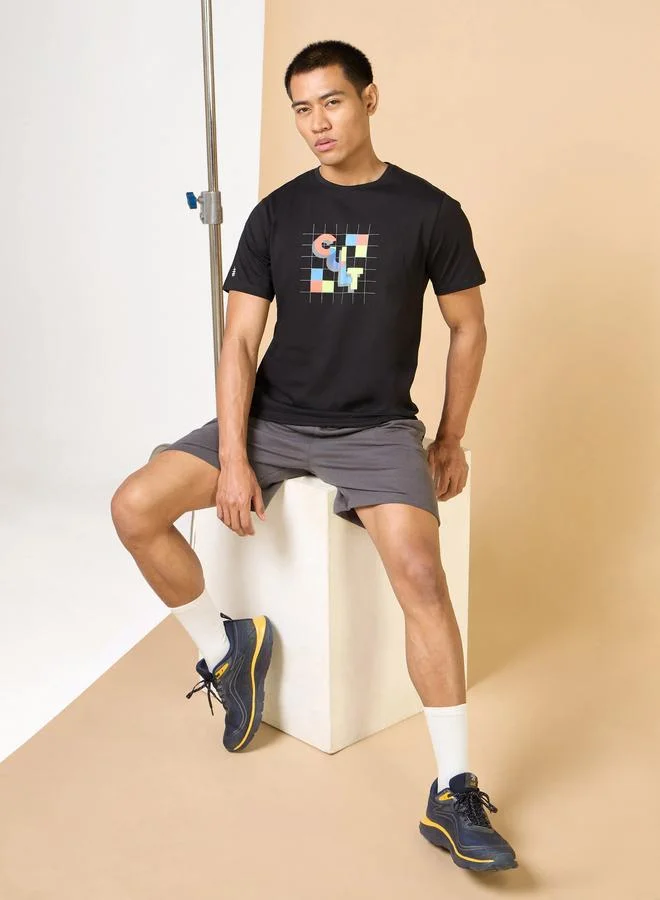Cult Men Black Graphic Print Short Sleeve T-Shirt