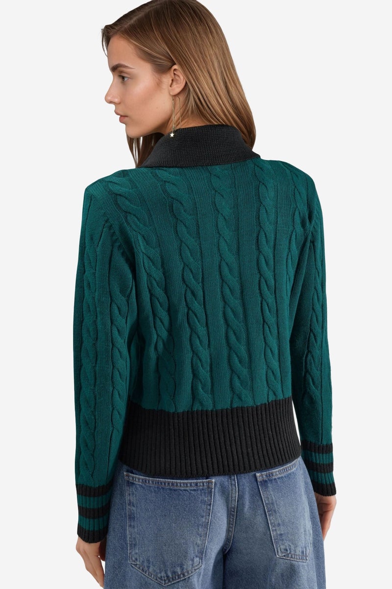 MY FASHION Polo Neck Zippered Cardigan - Image 3