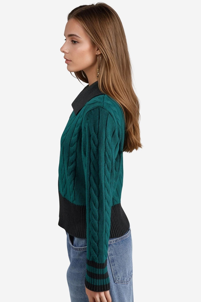MY FASHION Polo Neck Zippered Cardigan - Image 2