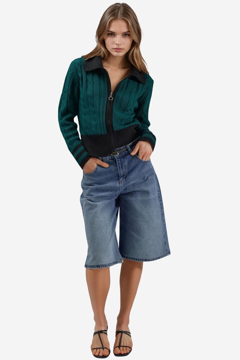 MY FASHION Polo Neck Zippered Cardigan - Image 5