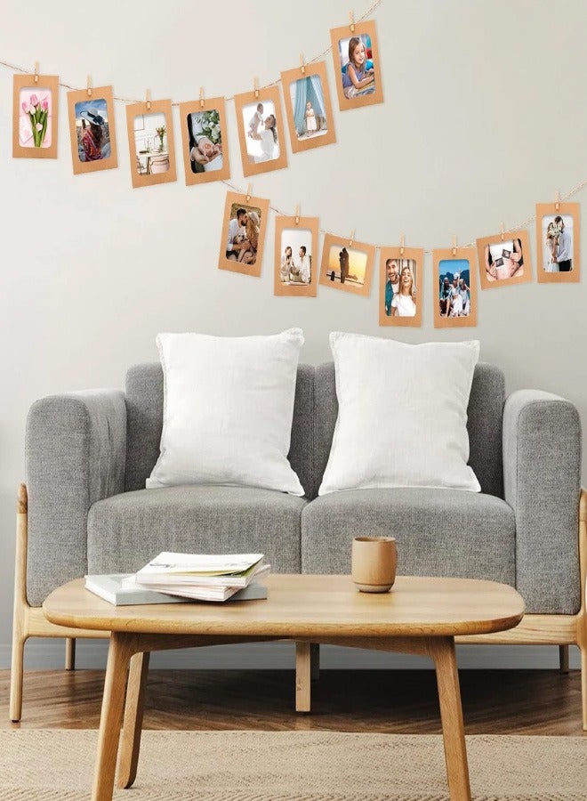 20Pcs Paper Photo Frames, 4x6 Inch Kraft Paper Picture Frames, Hanging Photo Display Banner, DIY Clip Photo Display Holders for Home, Office, Wedding, and Party Decor  - Image 5