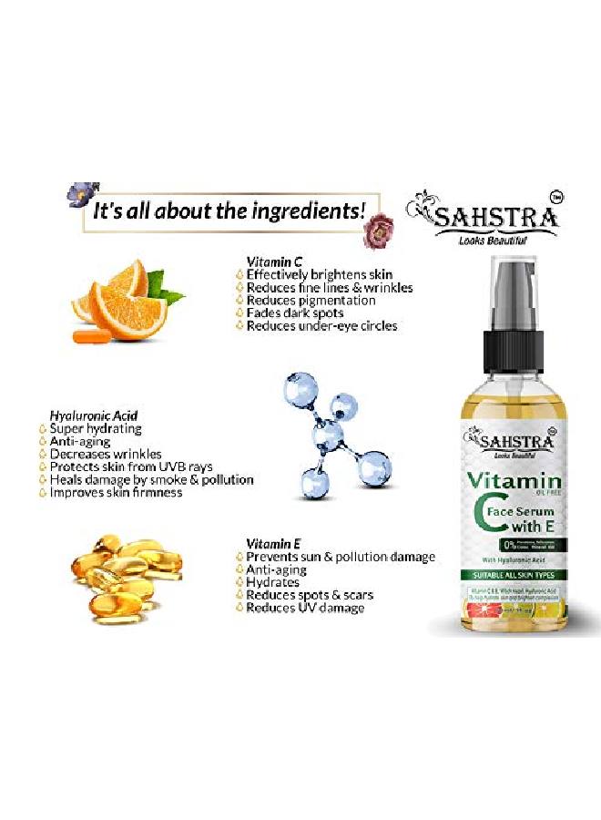 SAHSTRA Vitamin C And E Face Serum for Skin Booster|50 ml | With Hyaluronic Acid Vit C E Serum For Women And Men  - Image 4