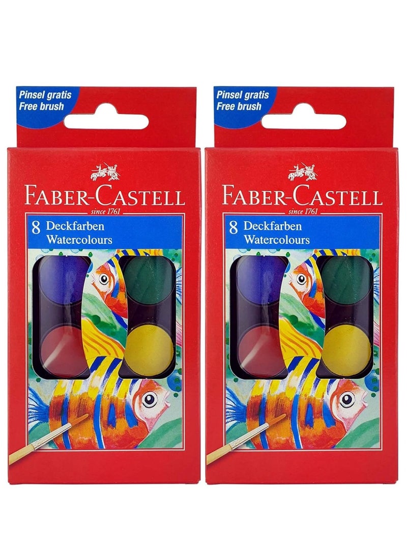 Faber-Castell Water Color 8 colors with a brush with a diameter of 24 mm Multicolor Pack Of 2 - Image 1