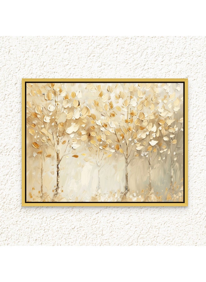 Art Decor Art Decor Framed Canvas Wall Art of Abstract Golden Trees Painting Neutral Color Nature Landscape Print Wall Decor for Home Office Living Room Bedroom Gifting - Image 1