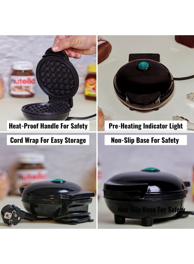 Instacuppa Mini Waffle Maker-Quick&Easy Breakfast Solution For Busy Moms-Whip Tasty,Healthy Waffles In Minutes For Your Kids,Easy To Clean Non-Stick Coating,Small Size&Portable,4 Inch,Black - 350 Wh - Image 3