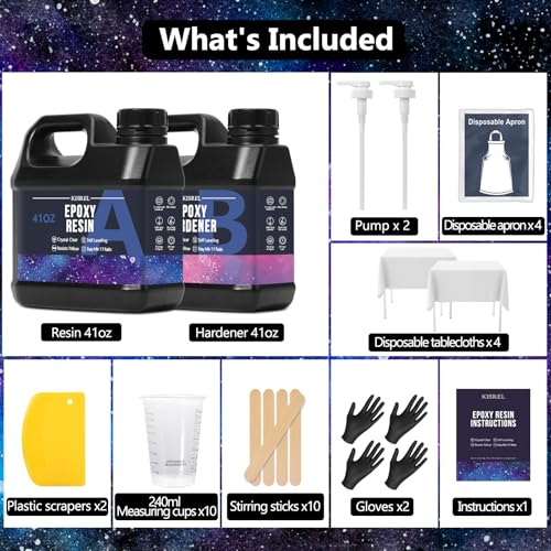 KISREL Epoxy Resin 82OZ - Crystal Clear Epoxy Resin Kit - No Yellowing No Bubble Art Resina Casting for Art Crafts, Jewelry Making, Wood & Molds(41OZ x 2) - Image 2