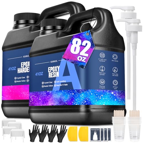 KISREL Epoxy Resin 82OZ - Crystal Clear Epoxy Resin Kit - No Yellowing No Bubble Art Resina Casting for Art Crafts, Jewelry Making, Wood & Molds(41OZ x 2) - Image 1