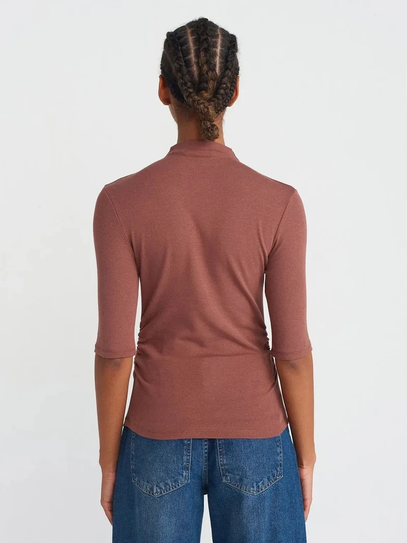 ديلفين DILVIN Women's Slim Fit Half Turtleneck T-shirt