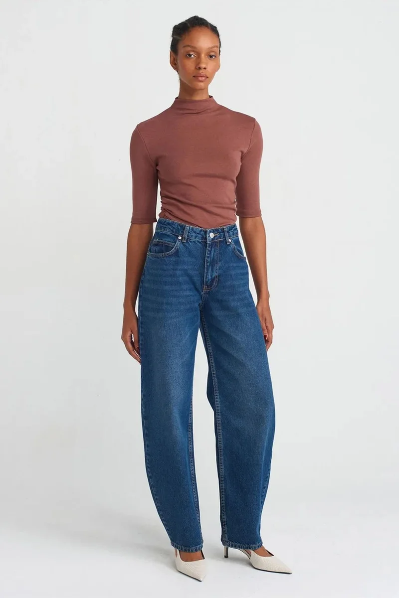 Dilvin Walnut Brown DILVIN Women's Slim Fit Half Turtleneck T-shirt for Women | Best Price UAE