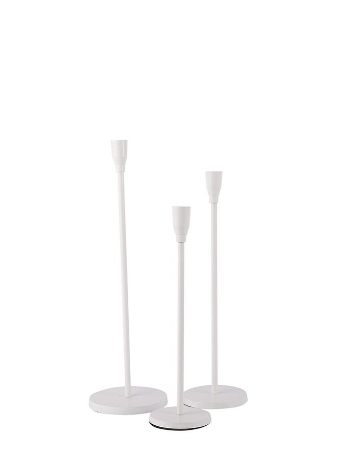 Matte White Candle Holders Set Of 3 For Taper Candles Decorative Candlestick Holder For Wedding Dinning Party Fits 3/4 inch Thick Candle And Led Candles White  - Image 2