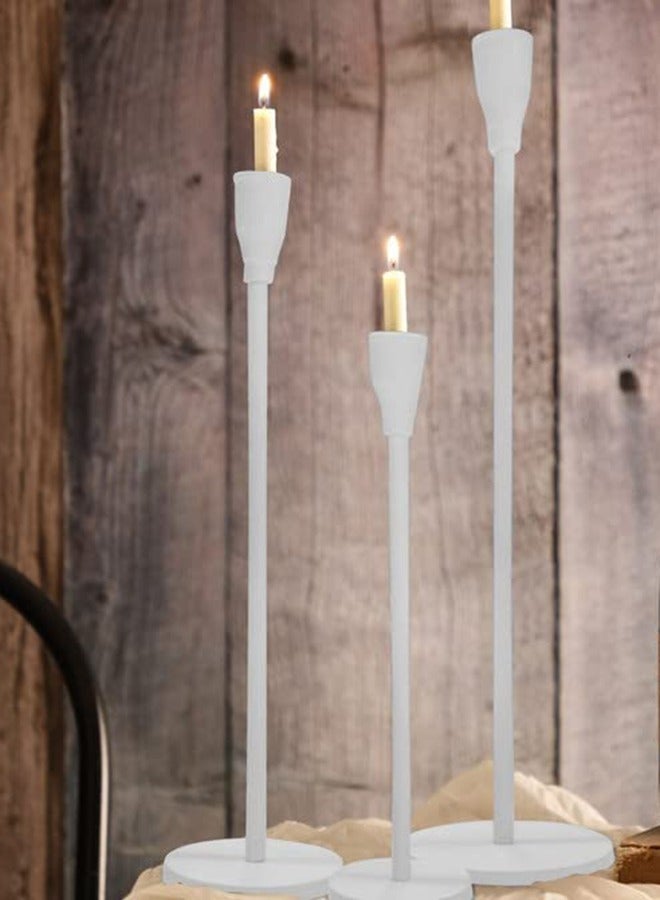 Matte White Candle Holders Set Of 3 For Taper Candles Decorative Candlestick Holder For Wedding Dinning Party Fits 3/4 inch Thick Candle And Led Candles White  - Image 3