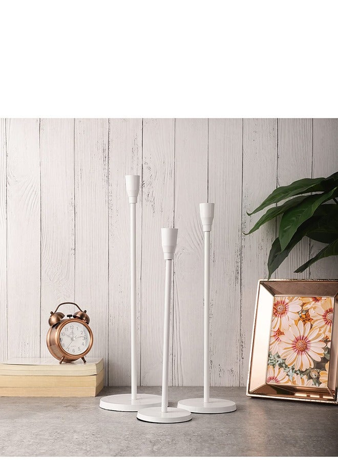 Matte White Candle Holders Set Of 3 For Taper Candles Decorative Candlestick Holder For Wedding Dinning Party Fits 3/4 inch Thick Candle And Led Candles White  - Image 4