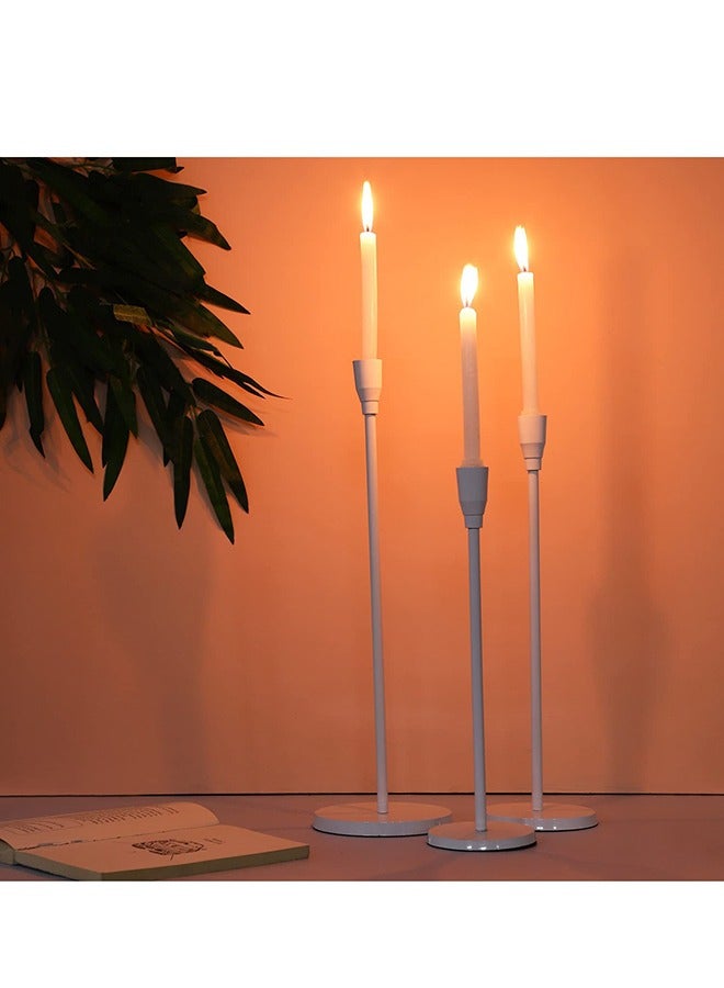 Matte White Candle Holders Set Of 3 For Taper Candles Decorative Candlestick Holder For Wedding Dinning Party Fits 3/4 inch Thick Candle And Led Candles White  - Image 5