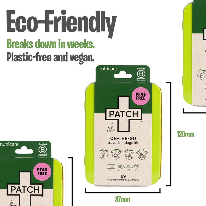 PATCH On-The-Go Natural Bamboo Adhesive Bandage Travel Kit for Sensitive Skin, Eco-Friendly Hypoallergenic Bandages, 29 ct - Image 2