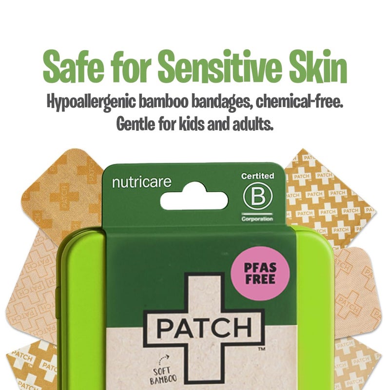 PATCH On-The-Go Natural Bamboo Adhesive Bandage Travel Kit for Sensitive Skin, Eco-Friendly Hypoallergenic Bandages, 29 ct - Image 4
