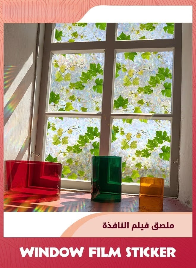 ملصقات نافذة الكرم الأخضر,ربيع معلق أوراق خضراء نافذة ملصقات,قابل لإعادة الاستخدام سميكة مضادة للاصطدام ملصقات نافذة مزدوجة الجانب لغرفة المعيشة ديكور باب نافذة المنزل الزجاجية - Image 3