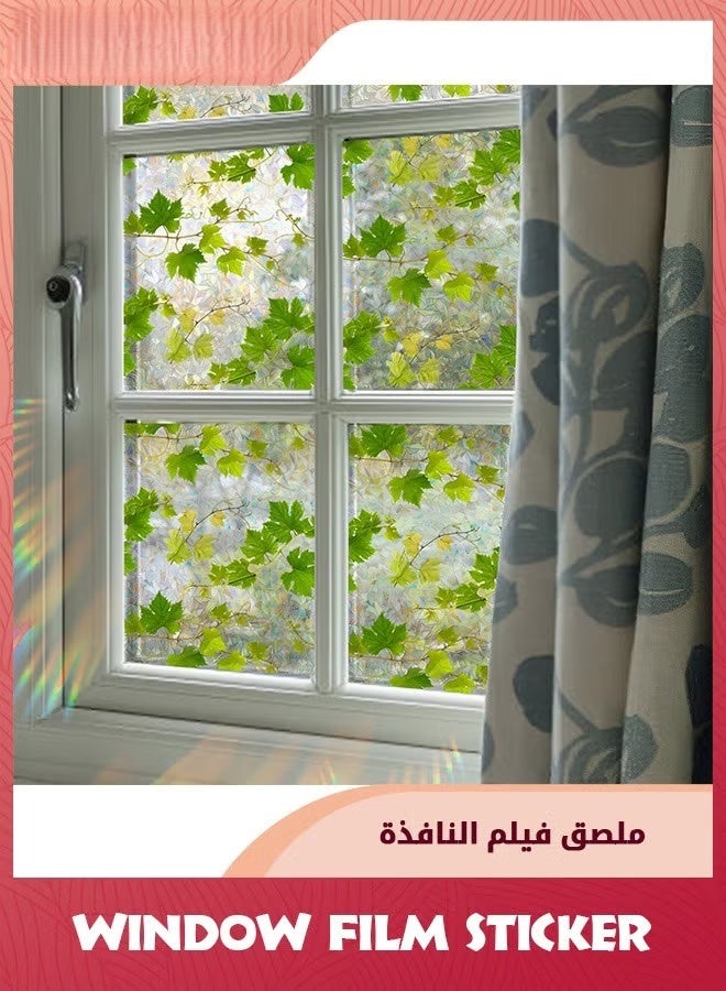 ملصقات نافذة الكرم الأخضر,ربيع معلق أوراق خضراء نافذة ملصقات,قابل لإعادة الاستخدام سميكة مضادة للاصطدام ملصقات نافذة مزدوجة الجانب لغرفة المعيشة ديكور باب نافذة المنزل الزجاجية - Image 5