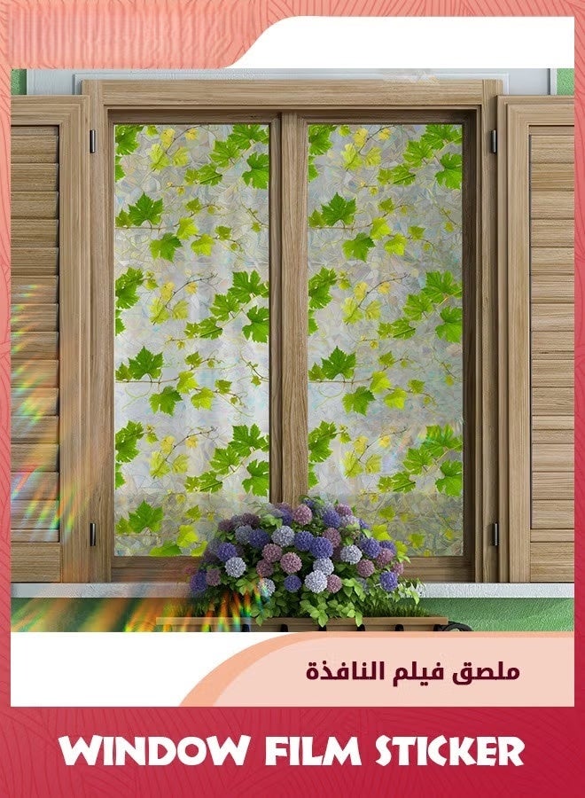 ملصقات نافذة الكرم الأخضر,ربيع معلق أوراق خضراء نافذة ملصقات,قابل لإعادة الاستخدام سميكة مضادة للاصطدام ملصقات نافذة مزدوجة الجانب لغرفة المعيشة ديكور باب نافذة المنزل الزجاجية - Image 4