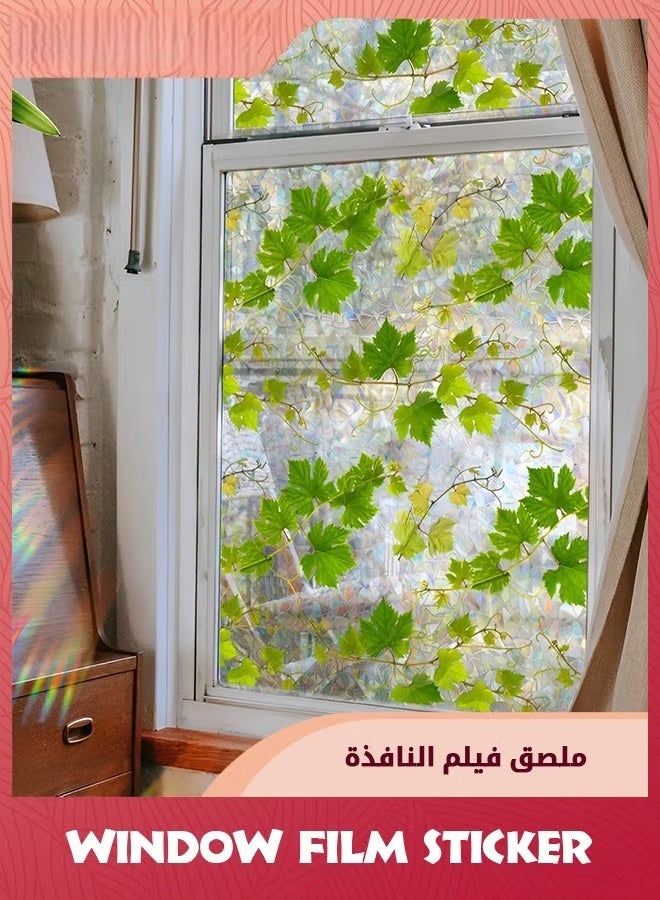 ملصقات نافذة الكرم الأخضر,ربيع معلق أوراق خضراء نافذة ملصقات,قابل لإعادة الاستخدام سميكة مضادة للاصطدام ملصقات نافذة مزدوجة الجانب لغرفة المعيشة ديكور باب نافذة المنزل الزجاجية - Image 1
