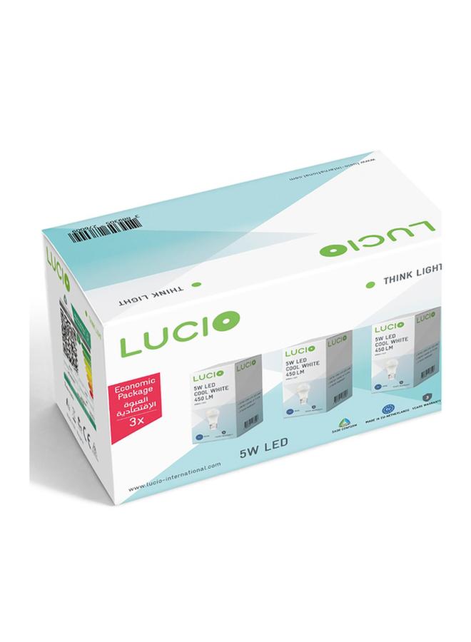 Lucio 3-Pieces 6500K 5W E27 LED Bulb Set Cool White 3897325276008-3PCS - Image 1