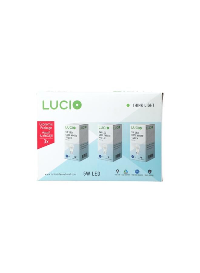 Lucio 3-Pieces 6500K 5W E27 LED Bulb Set Cool White 3897325276008-3PCS - Image 5