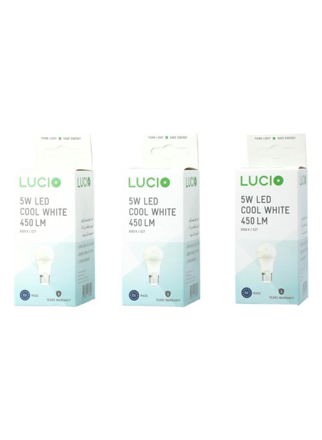 Lucio 3-Pieces 6500K 5W E27 LED Bulb Set Cool White 3897325276008-3PCS - Image 4