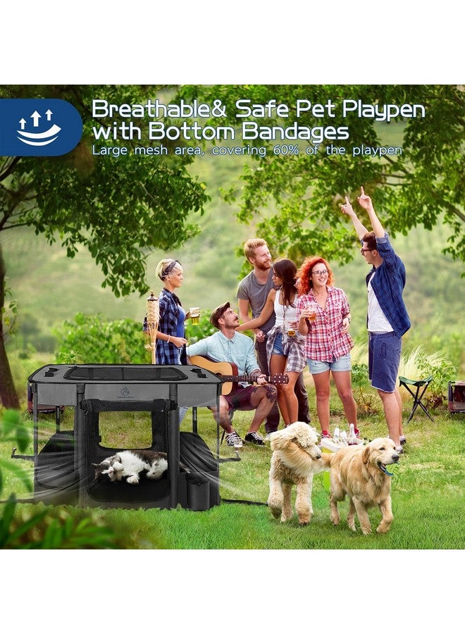 Romantic bear Dog Playpen,Pet Playpen,Foldable Puppy Cat Playpen,Portable Exercise Kennel Tent Crate,Water-Resistant Breathable Shade Cover,Indoor Outdoor Travel Camping Use for Small Animals with Carrying Case(M) - Image 1