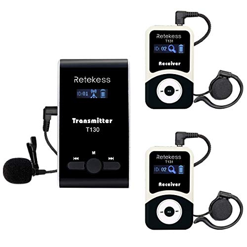 Retekess T130 Wireless Audio Tour Guide System Translation Headphones for Church Classic Style Easy to Use Assisted Listening Devices for CourtTrainingInterpreter 1 Transmitter 2 Receivers - Image 1