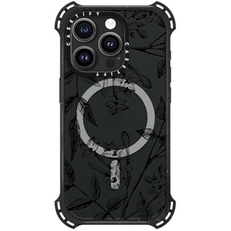 Casetify Bounce iPhone 15 Pro Case 【6X Military Grade Drop Tested / 21.3ft Drop Protection/Compatible with Magsafe】 - Botanical Jasmine - Triple Black - Image 4