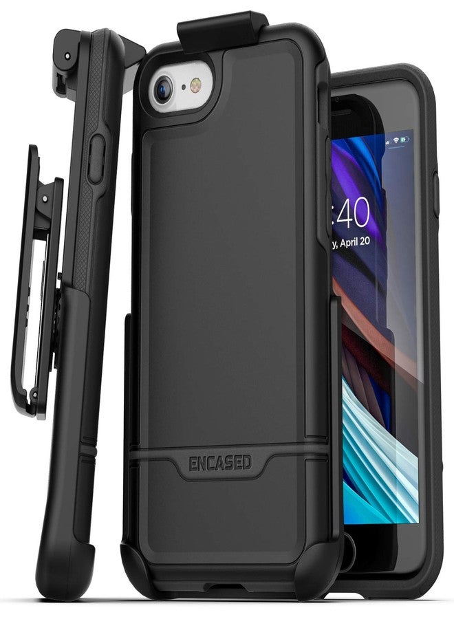 Encased Rebel for iPhone SE 2022 Belt Clip Holster Case, Protective Full Body Phone Cover with Holder (Fits iPhone SE 2020/2022 3rd Gen) Black - Image 1