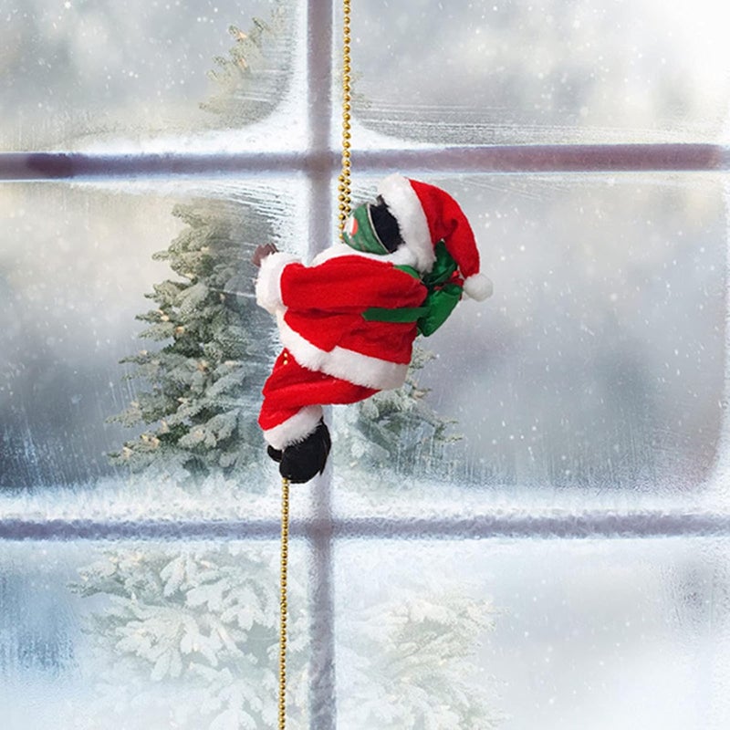 woobles Electric Santa Claus Toy, Christmas Decoration with Music for Christmas Tree, Tree Hanging Decorations,Electric Climbing Santa on Ladder, Santa Claus Climbing Ladder Doll (#6) - Image 1